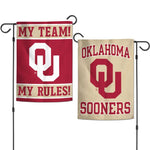 Wholesale-Oklahoma Sooners MY TEAM MY RULES Garden Flags 2 sided 12.5" x 18"