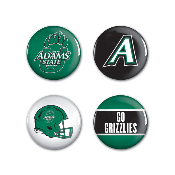 Adams State University Grizzlies Button 4 Pack 1 1/4" Rnd