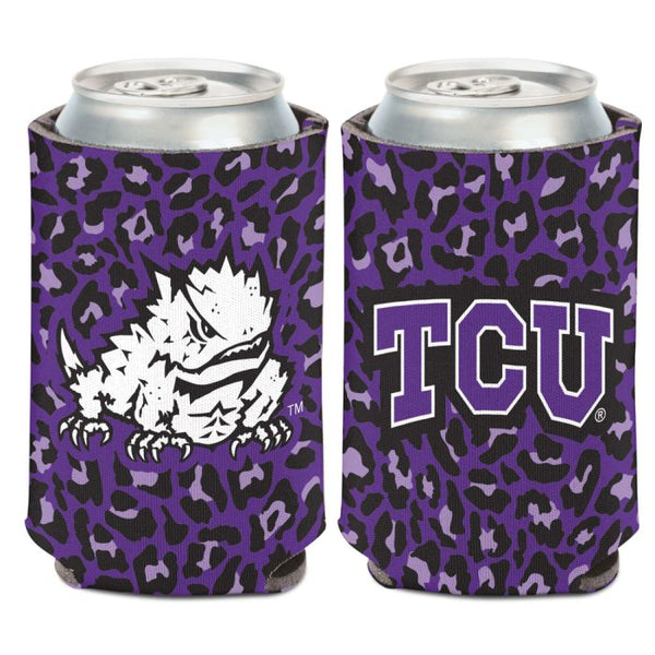 Wholesale-TCU Horned Frogs Leopard Can Cooler 12 oz.