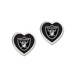 Las Vegas Raiders HEART POST Earrings w/3D Heart