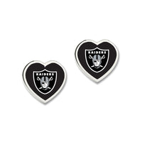 Las Vegas Raiders HEART POST Earrings w/3D Heart