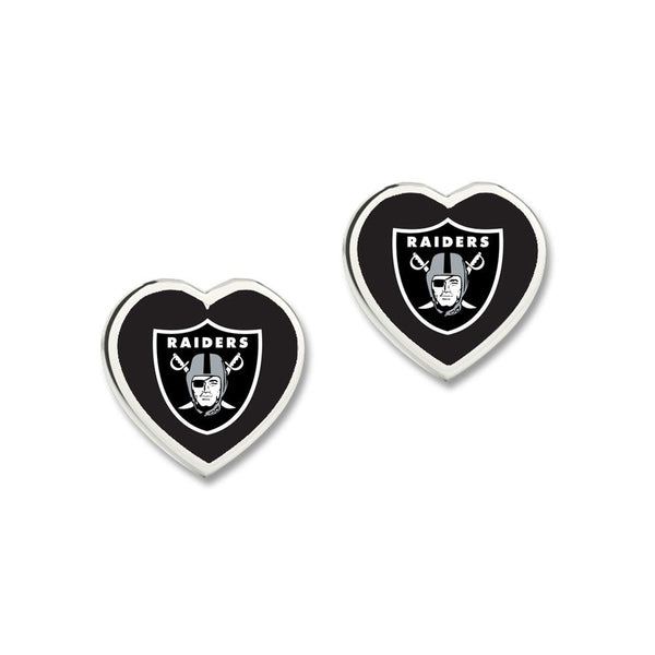 Las Vegas Raiders HEART POST Earrings w/3D Heart
