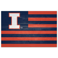 Illinois Fighting Illini AMERICANA Wood Sign 11" x 17" 1/4" thick