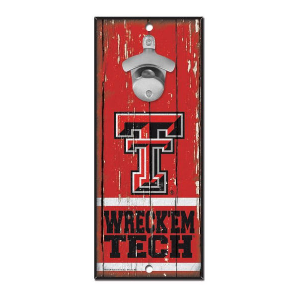 Wholesale-Texas Tech Red Raiders Bottle Opener Sign 5x11