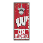 Wholesale-Wisconsin Badgers Bottle Opener Sign 5x11