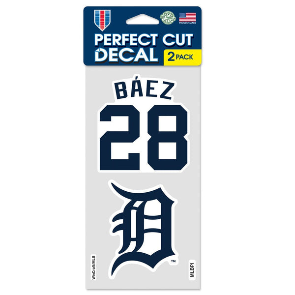 Detroit Tigers PLAYERS CHOICE DIAMOND CLUB(R) Perfect Cut Decal Set of two 4"x4" Javier Baez