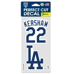 Los Angeles Dodgers PLAYERS CHOICE DIAMOND CLUB(R) Perfect Cut Decal Set of two 4"x4" Clayton Kershaw