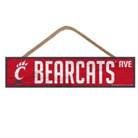 Cincinnati Bearcats Wood Sign-with Rope 4" x 17"