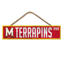 Wholesale-Maryland Terrapins Wood Sign-with Rope 4" x 17"