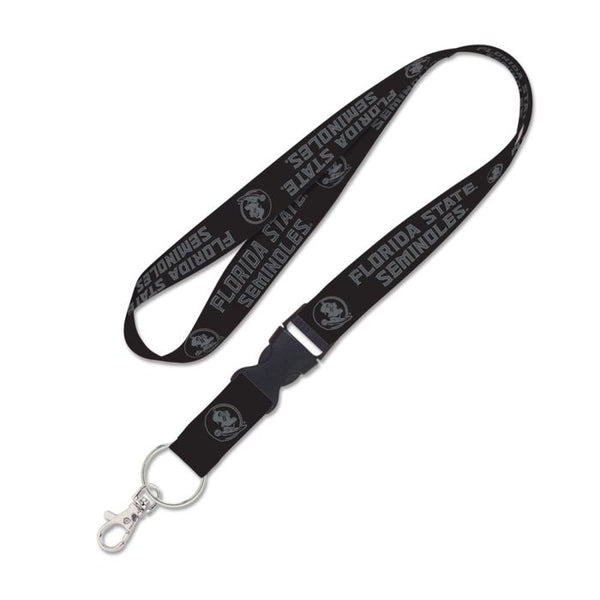 Wholesale-Florida State Seminoles Blackout Lanyard w/detachable buckle 1"