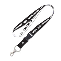 Arkansas Razorbacks REVERSE BLACK & WHITE Lanyard w/detachable buckle 1"
