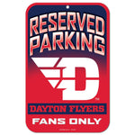 Dayton Flyers Reserved Parking Plastic Sign 11" x 17"