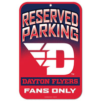 Dayton Flyers Reserved Parking Plastic Sign 11" x 17"