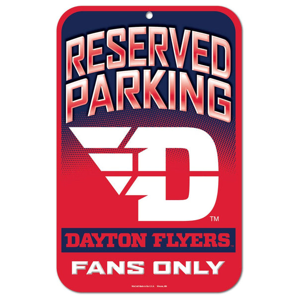 Dayton Flyers Reserved Parking Plastic Sign 11" x 17"