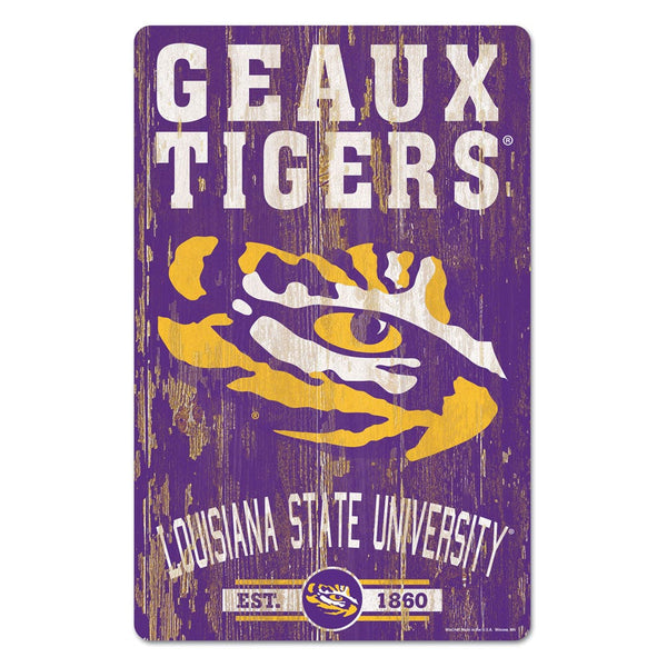 LSU Tigers Wood Sign 11" x 17" 1/4" thick