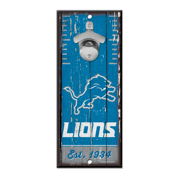 Detroit Lions Bottle Opener Sign 5x11