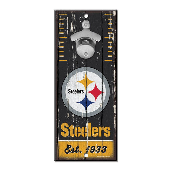 Pittsburgh Steelers Bottle Opener Sign 5x11