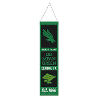 Wholesale-North Texas Mean Green ESTABLISHED Wool Banner 8" x 32"