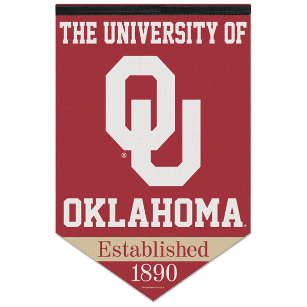 Wholesale-Oklahoma Sooners CHEVRON Premium Felt Banner 17" x 26"