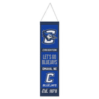 Wholesale-Creighton Bluejays ESTABLISHED Wool Banner 8" x 32"