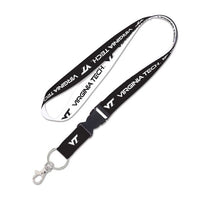 Wholesale-Virginia Tech Hokies REVERSE BLACK &amp; WHITE Lanyard w/detachable buckle 1"