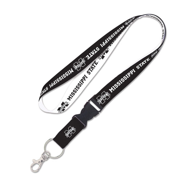 Mississippi State Bulldogs Black & White Lanyard w/detachable buckle 1"