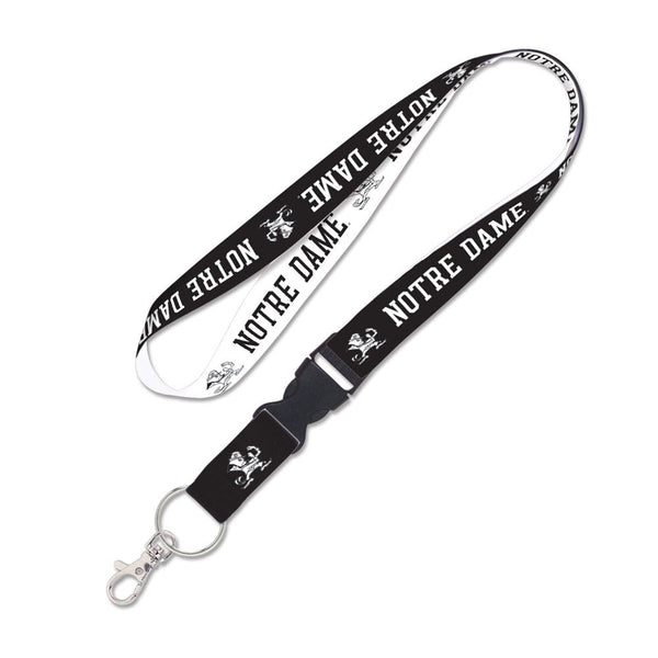 Notre Dame Fighting Irish Black & White Lanyard w/detachable buckle 1"
