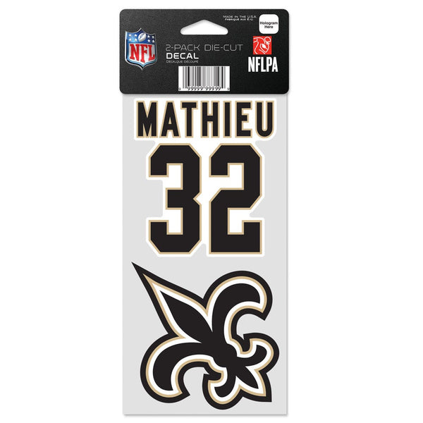 New Orleans Saints Perfect Cut Decal Set of two 4"x4" Tyrann Mathieu