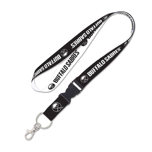 Buffalo Sabres black and white Lanyard w/detachable buckle 1"