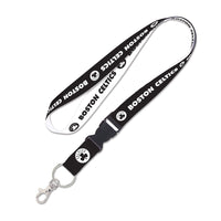 Boston Celtics black and white Lanyard w/detachable buckle 1"