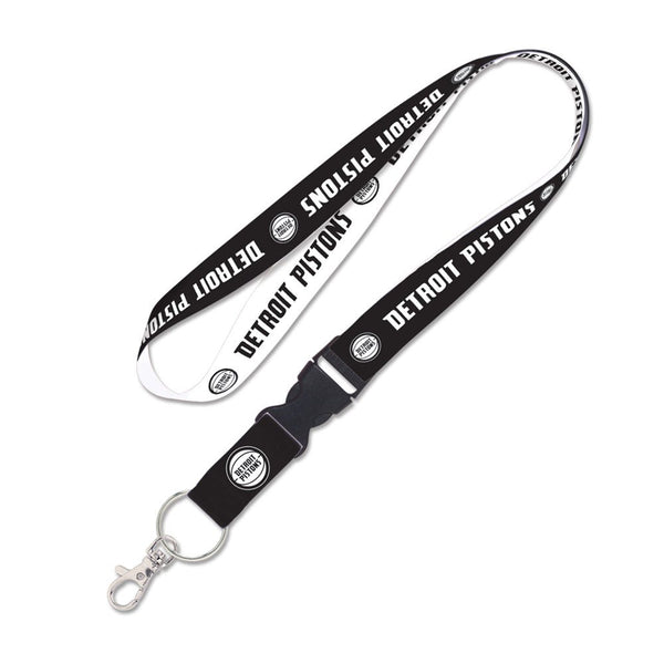 Detroit Pistons Black and white Lanyard w/detachable buckle 1"