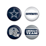 Dallas Cowboys PRIMARY, CLASSIC, HELMET, SLOGAN Button 4 Pack 1 1/4" Rnd