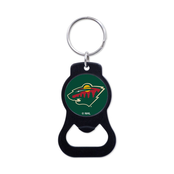 Minnesota Wild Black Bottle Opener Key Ring