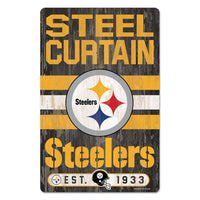Pittsburgh Steelers Slogan Wood Sign 11" x 17" 1/4" thick