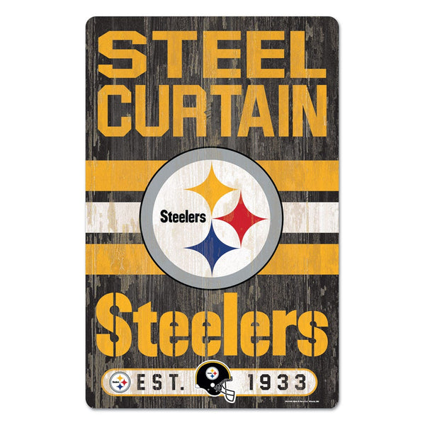 Pittsburgh Steelers Slogan Wood Sign 11" x 17" 1/4" thick