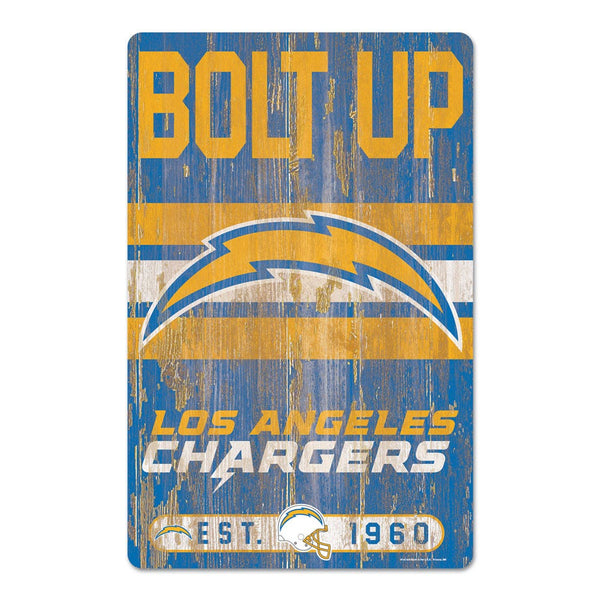 Los Angeles Chargers Slogan Wood Sign 11" x 17" 1/4" thick