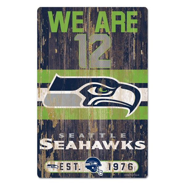 Seattle Seahawks Slogan Wood Sign 11" x 17" 1/4" thick