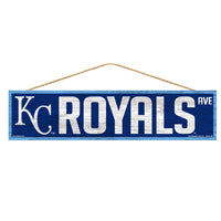 Kansas City Royals Wood Sign-with Rope 4" x 17"