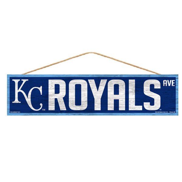 Kansas City Royals Wood Sign-with Rope 4" x 17"