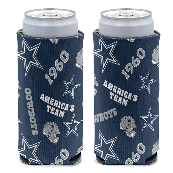 Dallas Cowboys Scatter Print 12 oz Slim Can Cooler