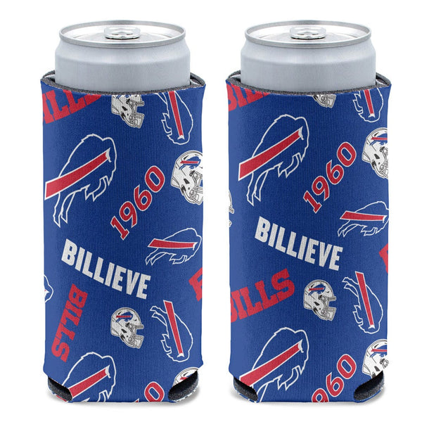 Buffalo Bills Scatter Print 12 oz Slim Can Cooler