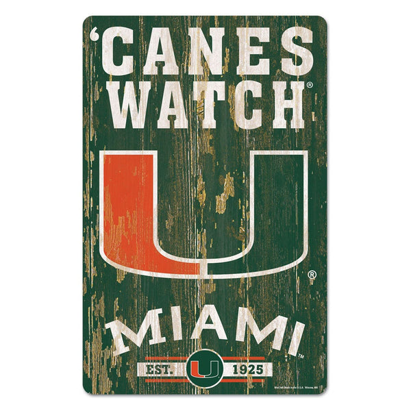 Miami Hurricanes Wood Sign 11" x 17" 1/4" thick