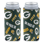 Green Bay Packers Scatter Print 12 oz Slim Can Cooler
