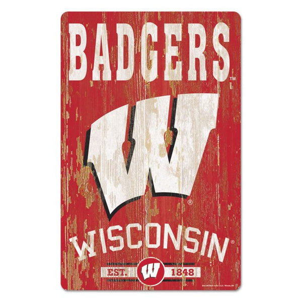 Wholesale-Wisconsin Badgers Wood Sign 11" x 17" 1/4" thick