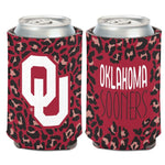 Wholesale-Oklahoma Sooners Oklahoma Sooners Leopard Print Can Cooler 12 oz.