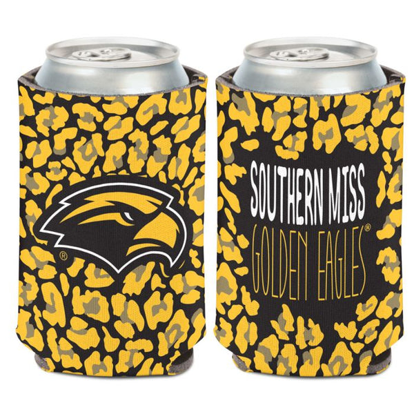 Wholesale-Southern Miss Golden Eagles Southern Miss GoldenEagles Leopard Print Can Cooler 12 oz.