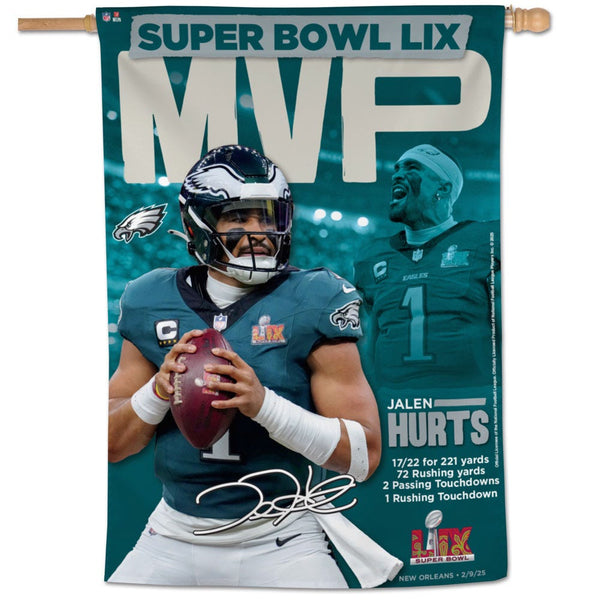Super Bowl Champions Philadelphia Eagles Super Bowl 59 MVP Vertical Flag 28" x 40" Jalen Hurts