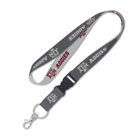 Texas A&M Aggies CHARCOAL Lanyard w/detachable buckle 1"