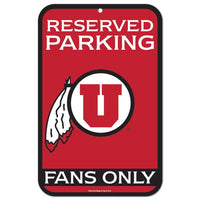 Wholesale-Utah Utes Reserved Parking Plastic Sign 11" x 17"