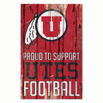 Wholesale-Utah Utes PROUD TO SUPPORT Wood Sign 11" x 17" 1/4" thick